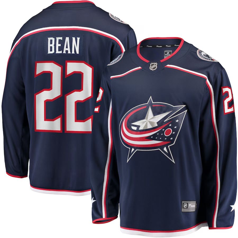 Men Columbus Blue Jackets #22 Jake Bean Fanatics Branded Navy Home Breakaway Player NHL Jersey